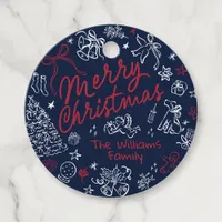 Doodle Hand Draw Merry Christmas  Favor Tags