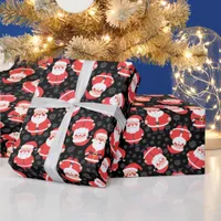 Father Christmas,  Snowflakes | Santa Black Wrapping Paper