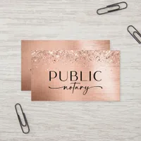 Public Notary Rose Gold Foil Glitter  Business Card