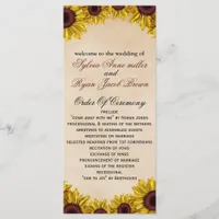 Rustic Sunflower Wedding Program