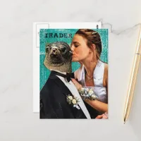 Prom Date With Mr. Seal and the Blond Woman Postcard