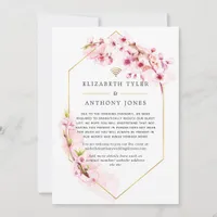 Geometric Pink Blossom Virtual Wedding Announcement