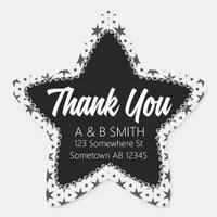 Thank You White & Black Star Sticker