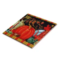 Autumn Festive Antique Painting Pumpkin Decoration Ceramic Tile