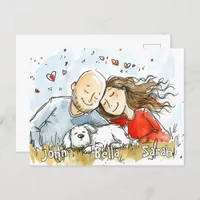 Couple with White Puppy Postcard