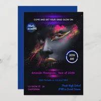 Neon Glow Graduation Party Invitation