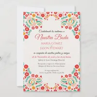 Colorful Botanical Romantic Floral Spanish Wedding Invitation