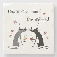 Gewurztraminer Gesundheit White Wine Quote Stone Coaster