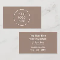 Taupe Simple Modern Add Your Logo Business Card