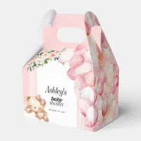 Baby Shower Favor Box, Pink Bear and Balloons Favor Boxes