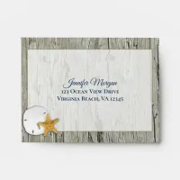 Rustic Beach Driftwood Sand Dollar Wedding RSVP Envelope