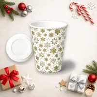 Gold Snowflake Pattern Holiday Paper Cups