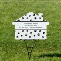 Personalized Black Paw Prints Pet Hotel Sign