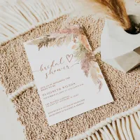 Rustic Boho Terracotta Pampas Grass Bridal Shower Invitation