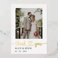 Simple Script Elegant Handwritten Photo Wedding Th Foil Invitation