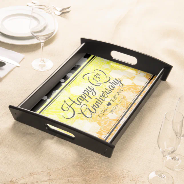 Elegant 13th Citrine Wedding Anniversary Serving Tray