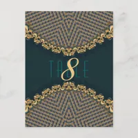 Teal+Gold Lace Pattern Reception Table Number & Me