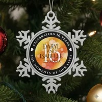 Elegant 16th Golden Topaz Wedding Anniversary Snowflake Pewter Christmas Ornament