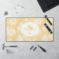 Hawaiian Palm Tree Silhouette Pattern Gold ID1093 Desk Mat