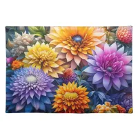 Pretty Colorful Ai Art Flowers  Cloth Placemat