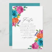 Watercolor Floral Fiesta Wedding Invitation