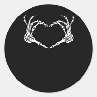 Skeleton Hand Heart Halloween Design Aesthetic Classic Round Sticker