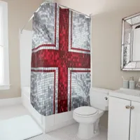 Vibrant Mosaic St. George's Flag Stained Glass Shower Curtain