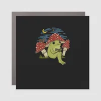 Frog Mushroom Hat Reading Book - Cottagecore Gobli Car Magnet