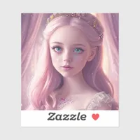 Sparkling Blue Eyed Princess Girl Sticker
