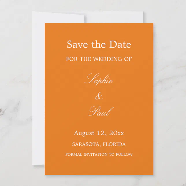 Vibrant Orange Save the Date