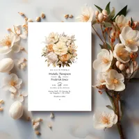 Light Beige and Champagne Floral Wedding Invitation