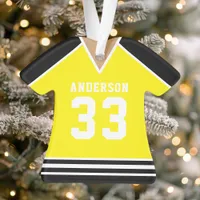 Personalized Yellow and Black Hockey Jersey Ornament