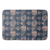 Bold Caribbean Tribal Mudcloth: Navy Blue, Pink Bath Mat