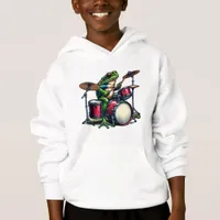 Funny Cartoon Frog Playing the Drums Hoodie