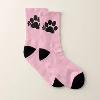 Socks - Pink with Polydactyl Paw Prints