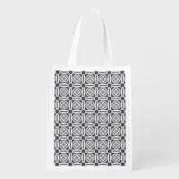 Modern Abstract Greyscale Grocery Bag