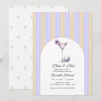 Beige Lavender Preppy Martini Golf Bridal Shower Invitation