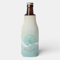 Beach House Clam Shell Aqua Blue ID623 Bottle Cooler