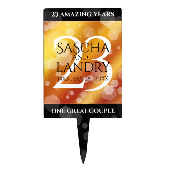 Elegant 23rd Imperial Topaz Wedding Anniversary Cake Topper