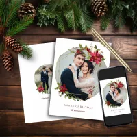 Elegant Christmas Geometric Floral Holiday Photo