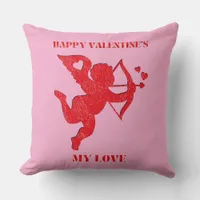 Minimalist Happy Valentine's My Love on pink | Throw Pillow