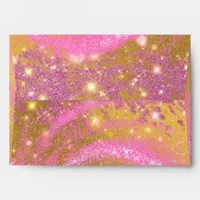 Fancy Stylish Sparkly Pink and Gold Glitter Foil  Envelope