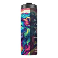 Horoscope sign Leo info | Colorful Lion Art Thermal Tumbler
