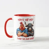 Not Amused Rooster and Ox Folded Arms Stare Mug