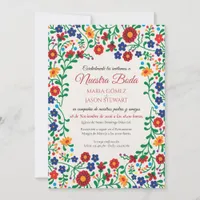 Floral Colorful Folk Art Spanish Wedding Invitation