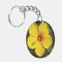 Yellow Hibiscus Flower Keychain