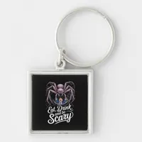 Eat Drink And Be Scary Spider Classic Vintage Styl Keychain