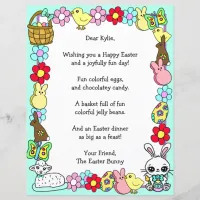 Whimsical Easter Bunny and Poem Kid's Letter Game