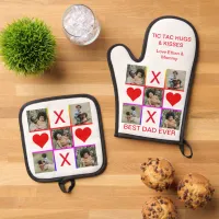 Best Dad Ever 5 Photo Tic Tac Toe Hugs Kisses  Oven Mitt & Pot Holder Set