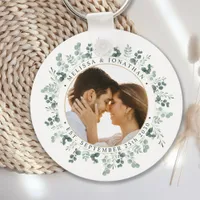 Modern Photo Eucalyptus Personalized Wedding  Keychain
